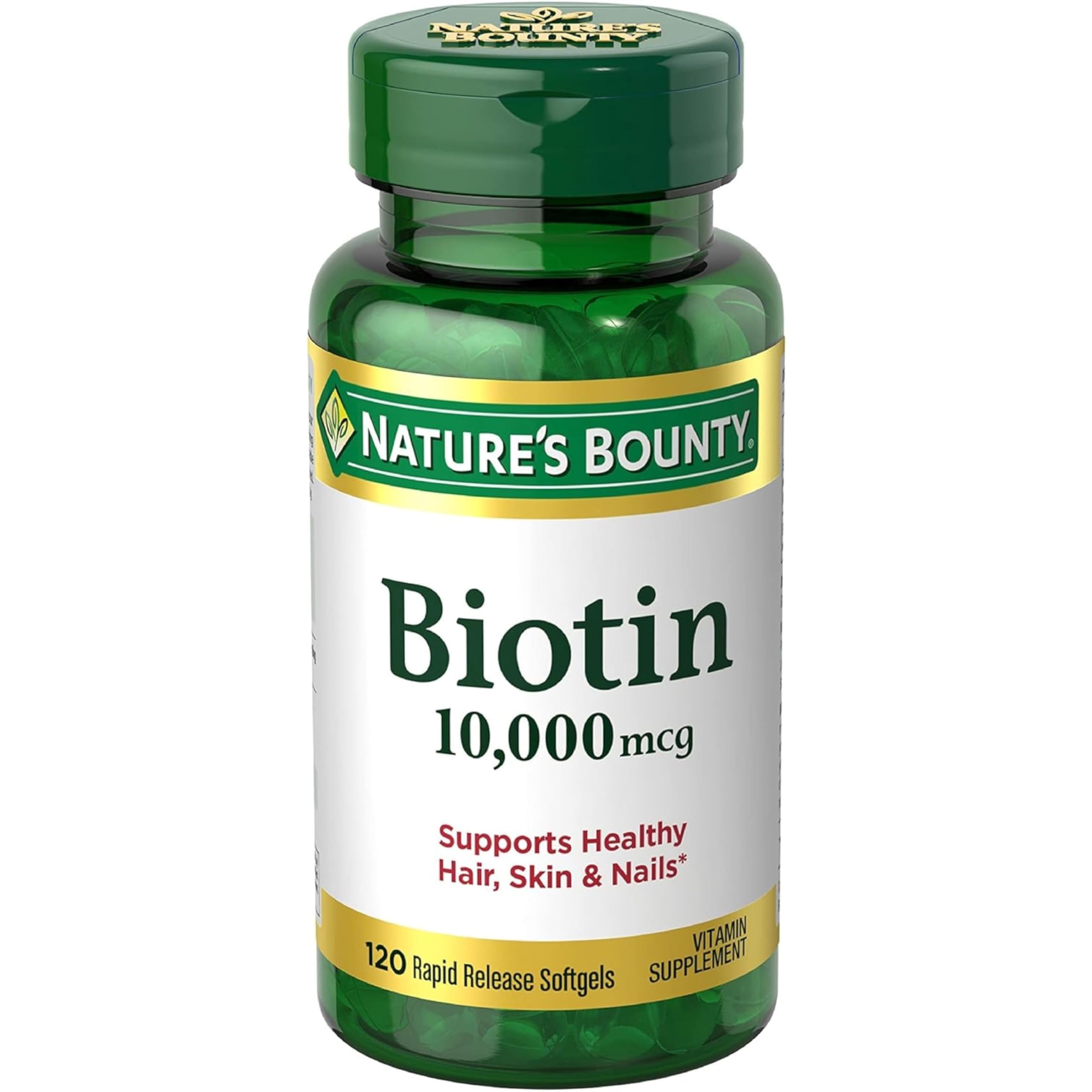 Product image of Nature's Bounty Biotin 10000 mcg Ultra Strength Rapid Release Liquid Softgels 120 ct Pack of 2